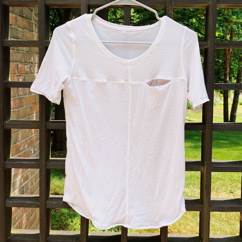 lululemon white stripe pocket tee